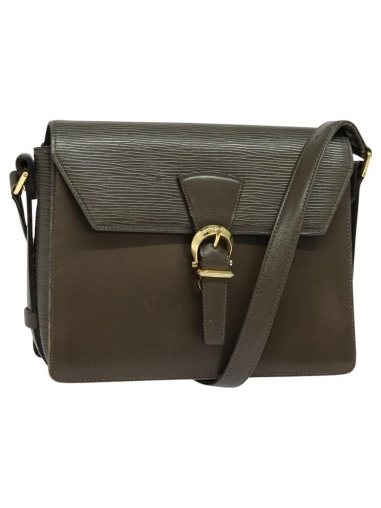 Authentic Valentino Shoulder Bag Leather Brown Gold